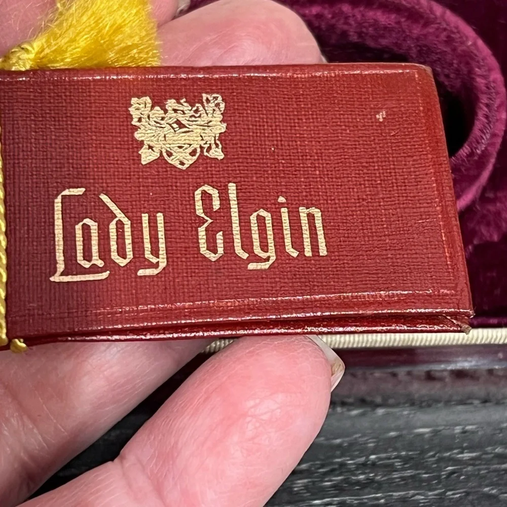Vintage Lady Elgin Watch Box Only Velvet Lined Jewelry Watch Box - Picture 14 of 15